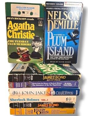 Audiobook Cassette Tapes Lot of 8 James Bond Sherlock Holmes Agatha Christie